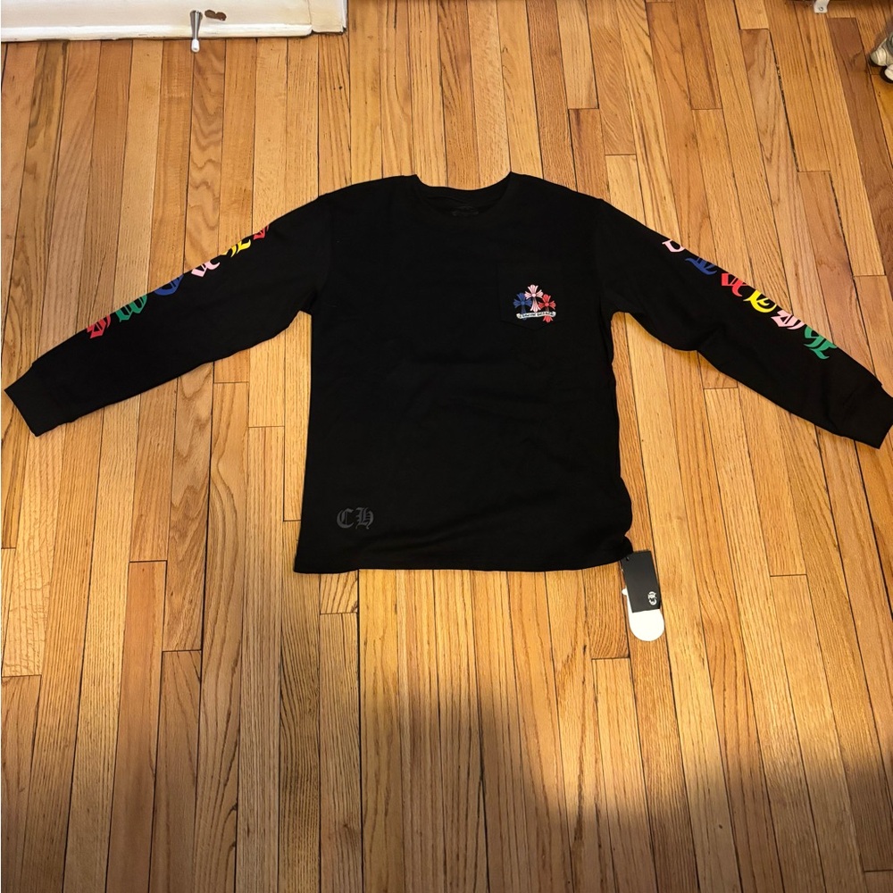 Chrome Hearts Black Long Sleeve Tee with Colorful Graphics